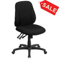 Flash Furniture BT-90297S-GG Mid-Back Black Fabric Multi-Functional Ergonomic Chair